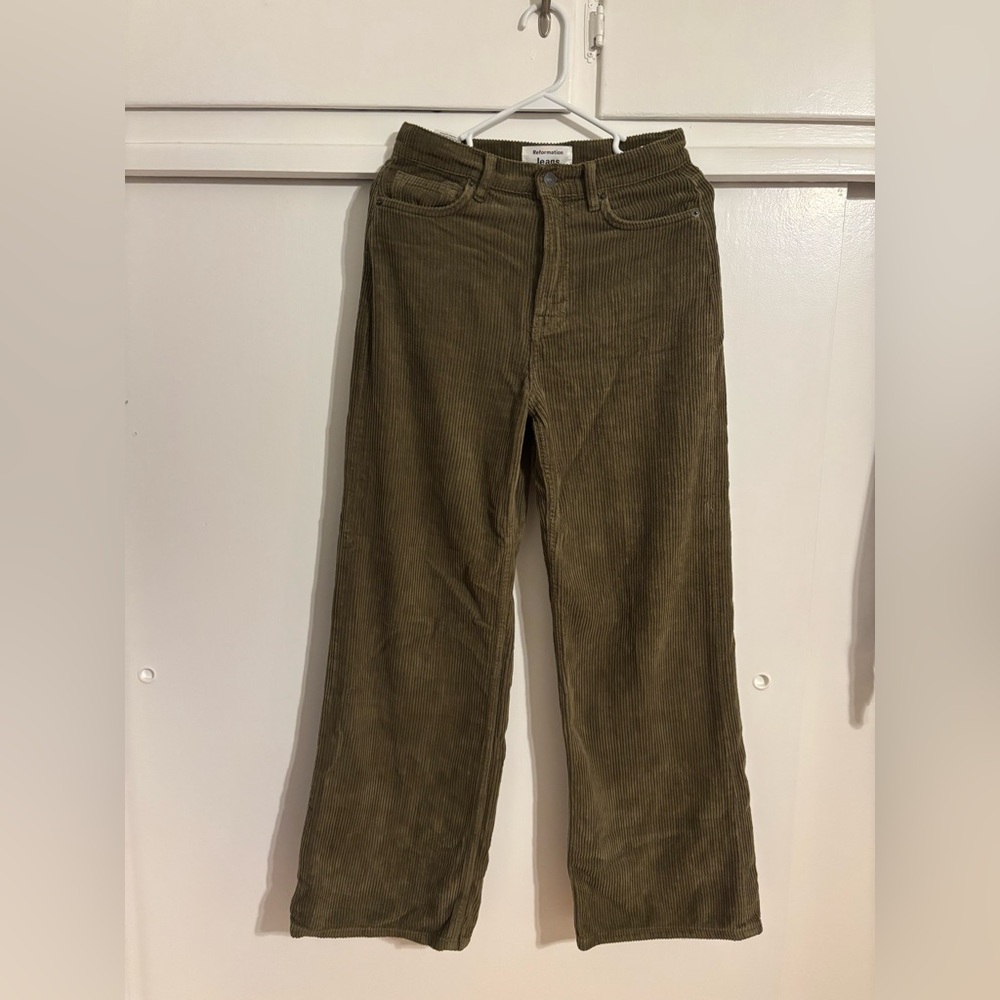 Reformation Cary High Rise Slouchy Wide Leg Corduroy Pants